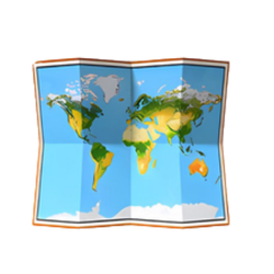 World Map Emoji – Travel Icon World map emoji with folded paper design